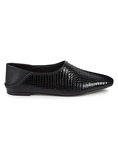 Shop Vince Branine Croc-embossed Leather Loafers In Black