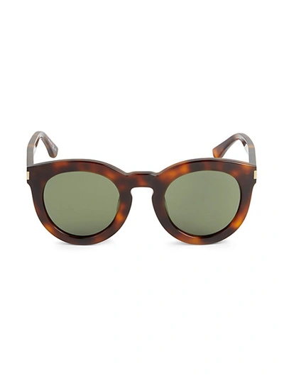 Shop Saint Laurent Core Tortoiseshell 47mm Cat Eye Sunglasses In Tortoise Green