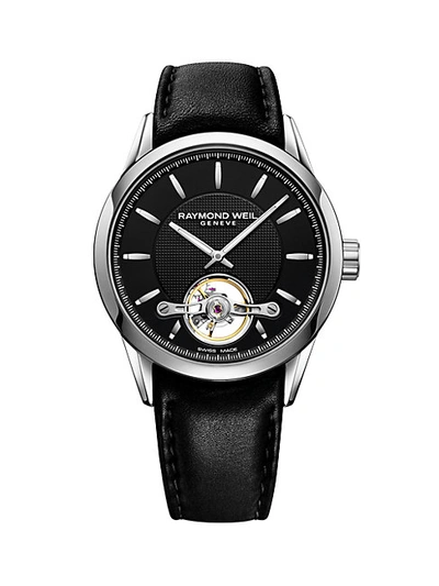 Shop Raymond Weil Stainless Steel & Leather-strap Watch