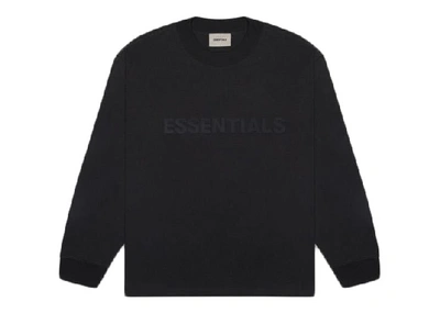 Pre-owned Fear Of God Essentials 3d Silicon Applique Boxy Long Sleeve T-shirt Dark Slate/stretch Limo/black