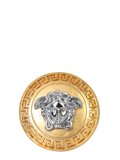 Shop Versace Ring With Medusa And Greek In Oro