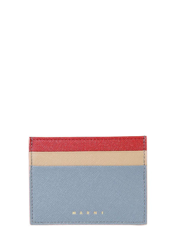 Marni Multicolor Leather Card Holder In Light Blue | ModeSens