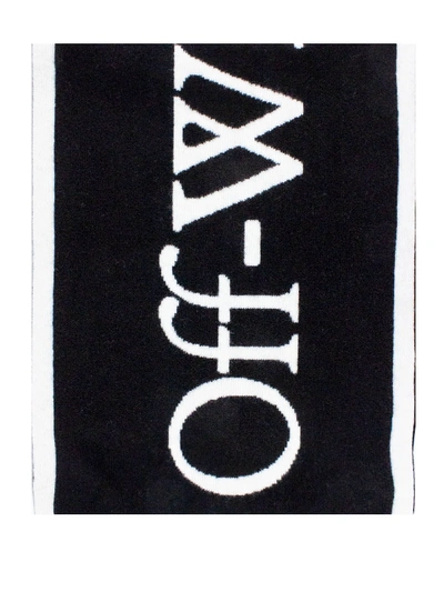 Shop Off-white Black Logo Knit Scarf In Nero
