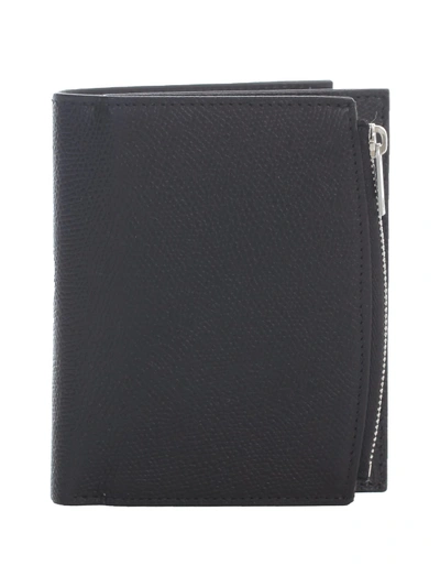 Shop Maison Margiela Grainy Leather Embossed Flip Flap Wallet In Black