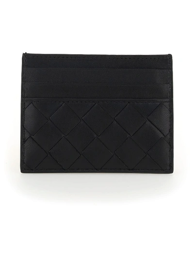 Shop Bottega Veneta Card Holder In Black-silver