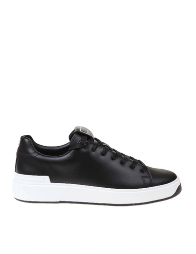 Shop Balmain B Court Sneaker In Black Leather In Black /white