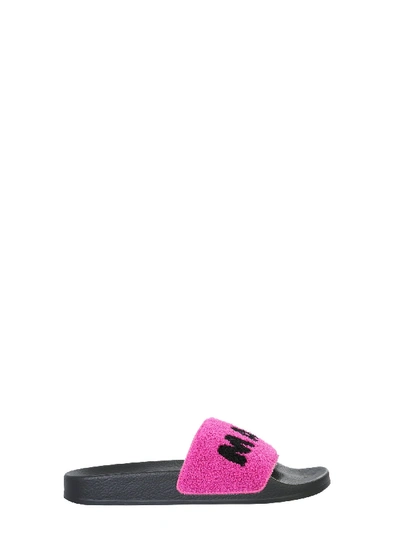 Shop Marni Slide Sandals With Logo In Fucsia