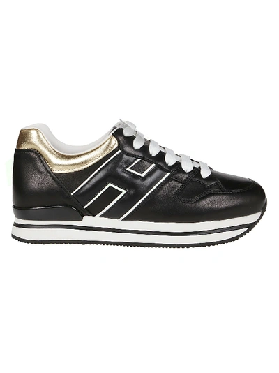 Shop Hogan H222 Piping Sneakers In Nero/oro Pallido