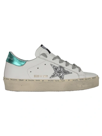 Shop Golden Goose Hi Star Sneakers In White/silver/aquamarine