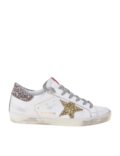 Shop Golden Goose Superstar Sneaker In White Leather In White / Yellow / Beige
