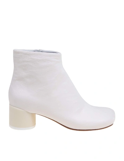 Shop Mm6 Maison Margiela White Leather Ankle Boot