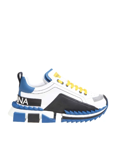 Shop Dolce & Gabbana Super King Sneakers In Nappa In White/blu