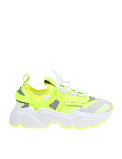Shop Dolce & Gabbana Daymaster Sneaker In Stretch Jersey In Yellow