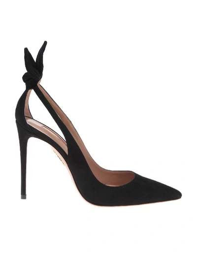 Shop Aquazzura Deneuve Pump In Black Suede