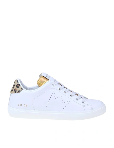 Shop Leather Crown Sneakers In White Leather In White / Gold