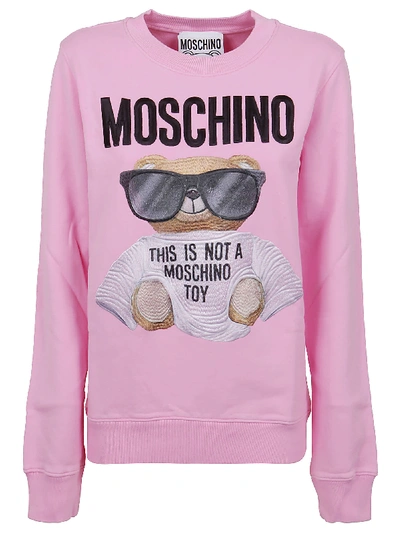Shop Moschino Sweatshirt Teddy In Fantasy Print Pink