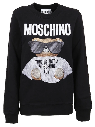 Shop Moschino Sweatshirt Teddy In Fantasy Print Black