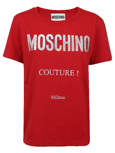 Shop Moschino T-shirt Couture In Fantasy Print Red