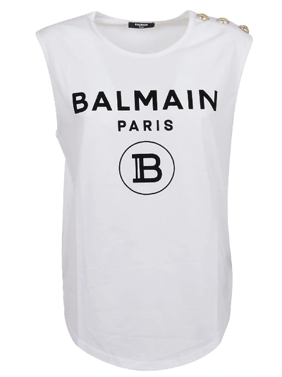 Shop Balmain T-shirt In Gab Blanc Noir