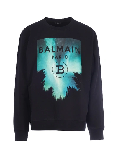 Shop Balmain Printed Oversize Sweatshirt In Aaa Multi