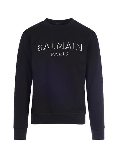 Shop Balmain 3d Effect Sweatshirt In Pa Noir