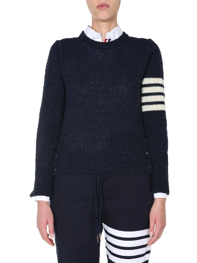 Shop Thom Browne Crew Neck Sweater In Blu