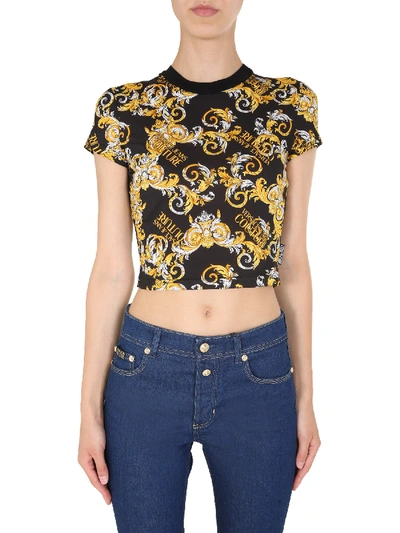 Shop Versace Jeans Couture Cropped T-shirt In Nero