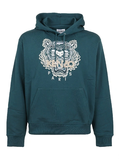 Shop Kenzo Classic Tiger Hoodie In Duck Blue