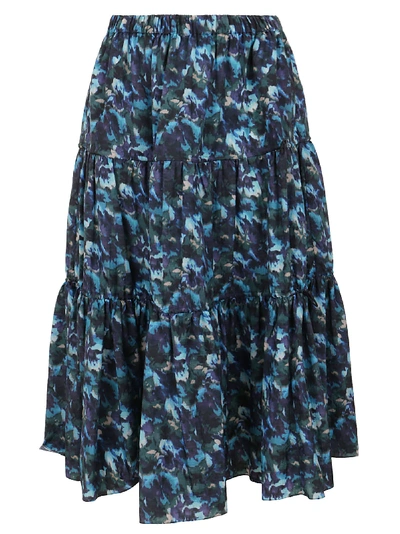 Shop Kenzo Elasticated Midi Skirt In Duck Blue