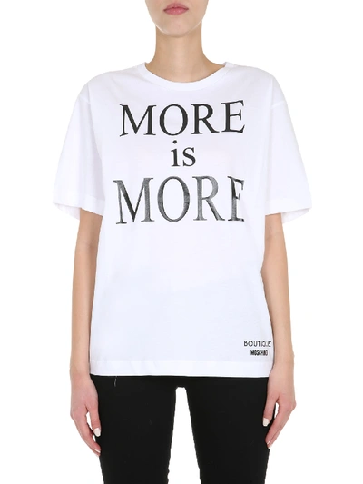 Shop Boutique Moschino Round Neck T-shirt In Bianco