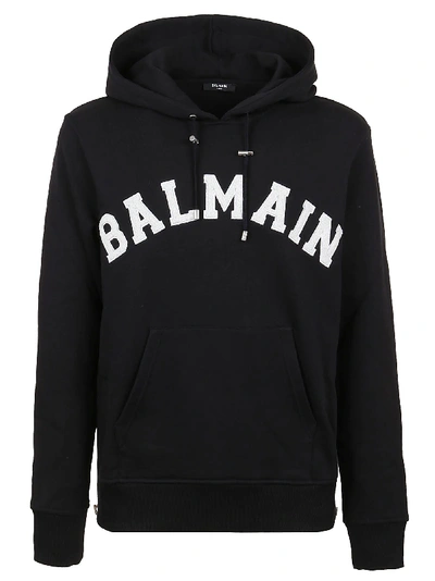 Shop Balmain Large College Sweater In Eab Noir/blanc