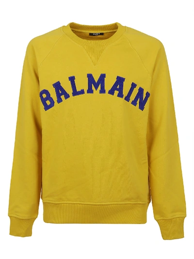 Shop Balmain College Sweatshirt In Ial Moutarde Bleu