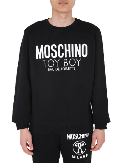 Shop Moschino Round Neck Sweatshirt In Nero
