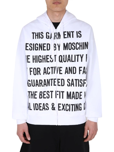 Shop Moschino Sweatshirt With Zip In Bianco