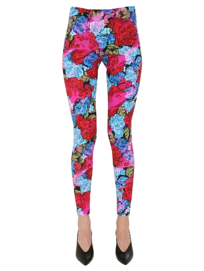 Shop Versace Printed Leggings In Multicolor