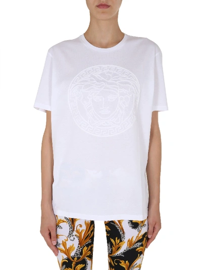 Shop Versace Round Neck T-shirt In Bianco