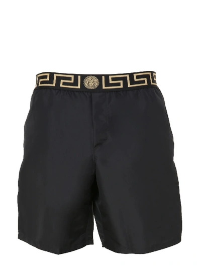 Shop Versace Boxer Swimsuit In Nero