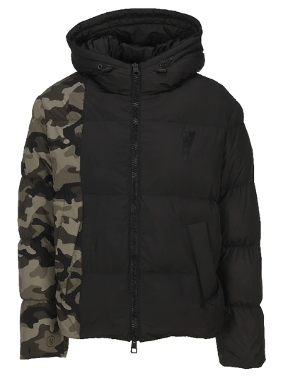 Shop Neil Barrett Camouflage Panel Padded Jacket In Black Camouflage