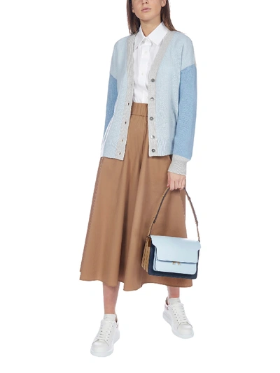 Shop Marni Color Block Cashmere Cardigan In Cloud