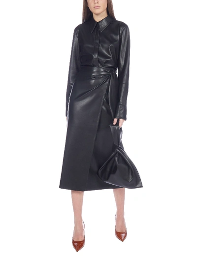 Shop Nanushka Amas Vegan Leather Midi Skirt In Black