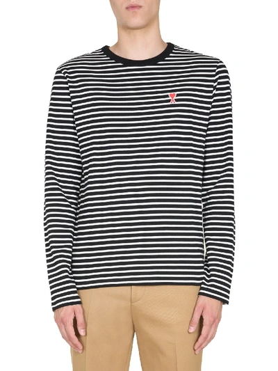 Shop Ami Alexandre Mattiussi Marinière T-shirt In Bianco