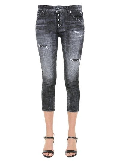 Shop Dsquared2 Cropped Jeans In Nero
