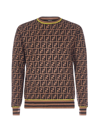 Shop Fendi Sweater In Tabacco Giallo