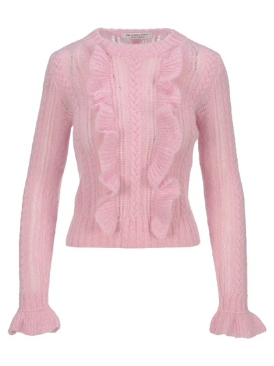 Shop Philosophy Di Lorenzo Serafini Philosophy Ruffled Detail Knit Sweater In Pink