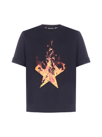 Shop Neil Barrett Firestars Cotton T-shirt In Black Fire
