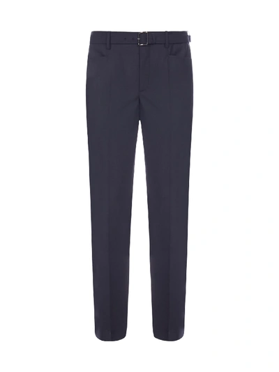 Shop Neil Barrett Belted Stretch Wool-blend Trousers In Dark Navy