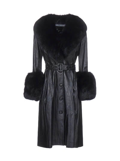 Shop Saks Potts Fox-fur Trimmed Lambskin Coat In Black