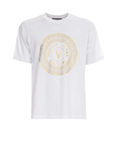 Shop Versace Jeans Couture Cotton T-shirt Circle Logo Reg 48 Foil