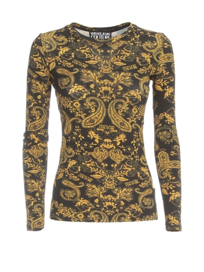 Shop Versace Jeans Couture Printed Hoode Sweatshirt In Nero