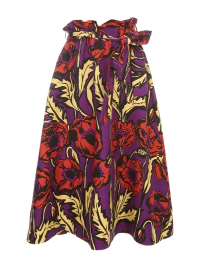 Shop La Doublej Sardegna Skirt A Line Fantasy In Big Blooms Viola
